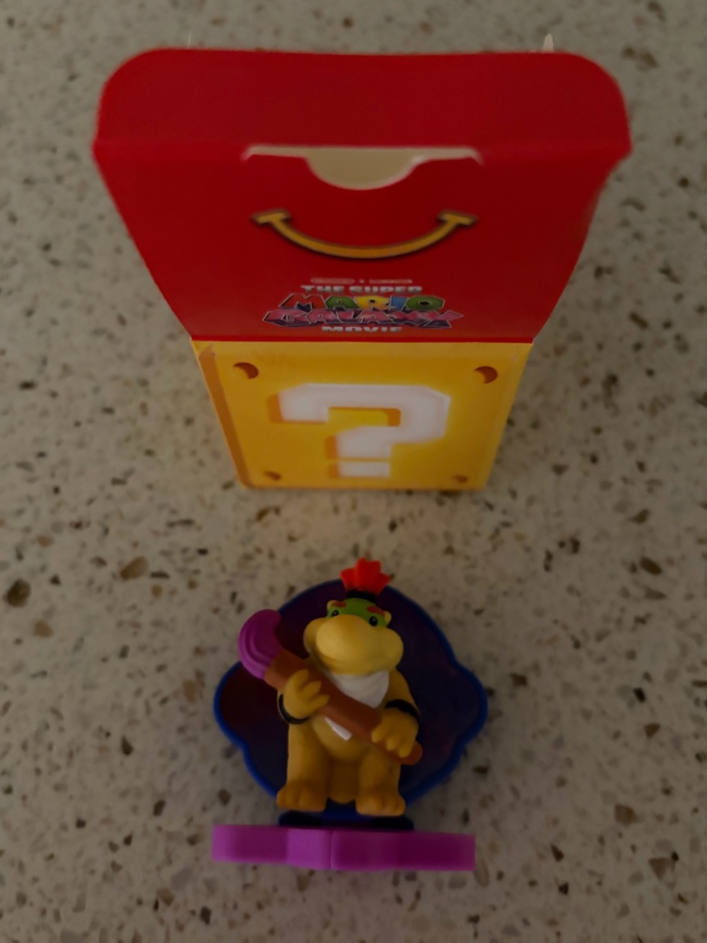 Super Mario Kids Toy Figure - Yellow Bowser Jr. Style with Purple Base